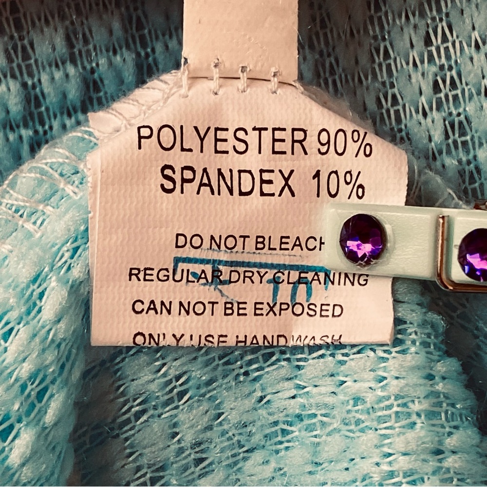 NWOT Sz-XL Girls Soft & Fuzzy w/Pockets House Coat/Day Robe, Bright Blue/Green - Picture 15 of 16